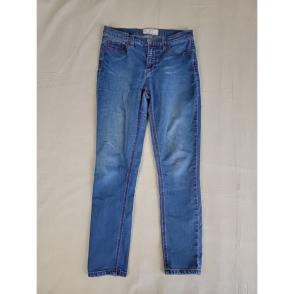 Free People Jeans Womens 26 29x27 Skinny Medium Blue Mid Rise Preppy Stretch - Picture 1 of 12